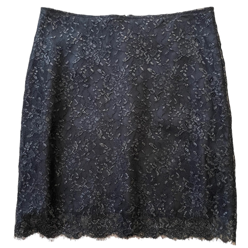 Velvet by Graham and Spencer Black Metallic Lace Skirt 2